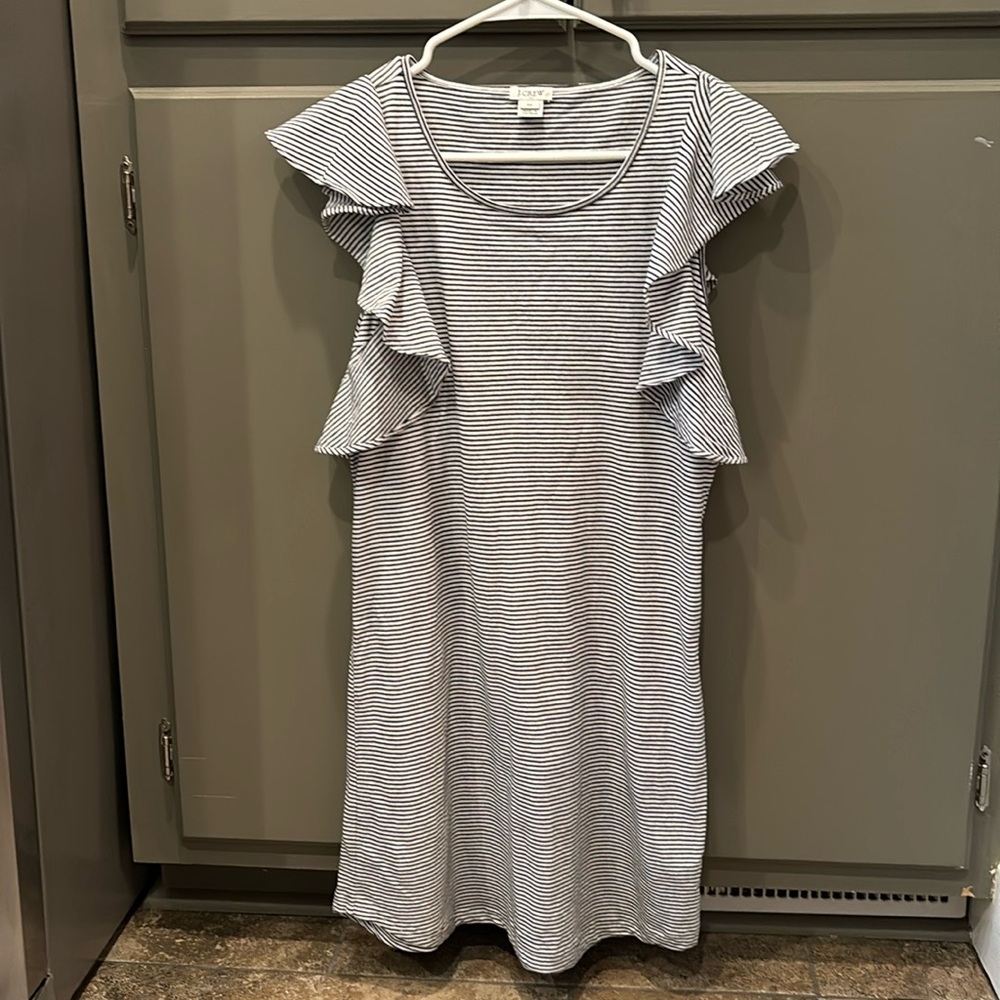 J. Crew - Ruffle Sleeve Striped Tshirt Dress